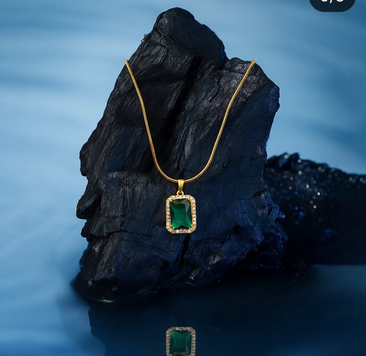 Stone Pendant Necklace Chain with Earrings for Women and Girls