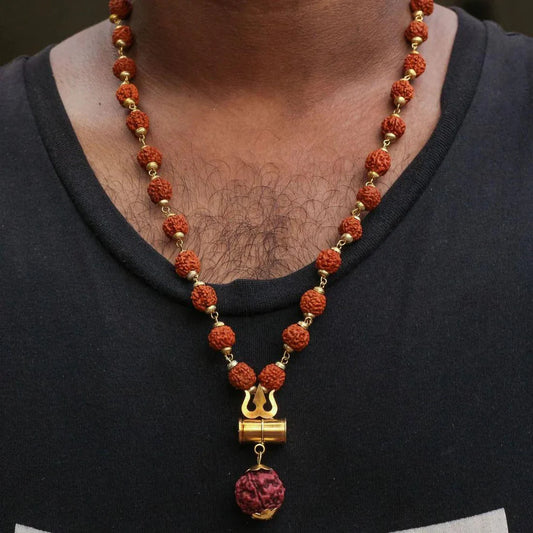 Shiva Damroo Trishool Rudraksh Necklace For Boys and Girls