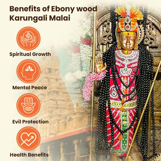 Silver Plated Eternal Karungali Mala - Natural Ebony Wood