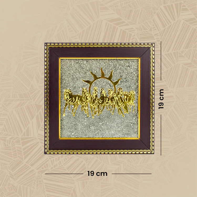 7 Horses on Raw Pyrite Frame