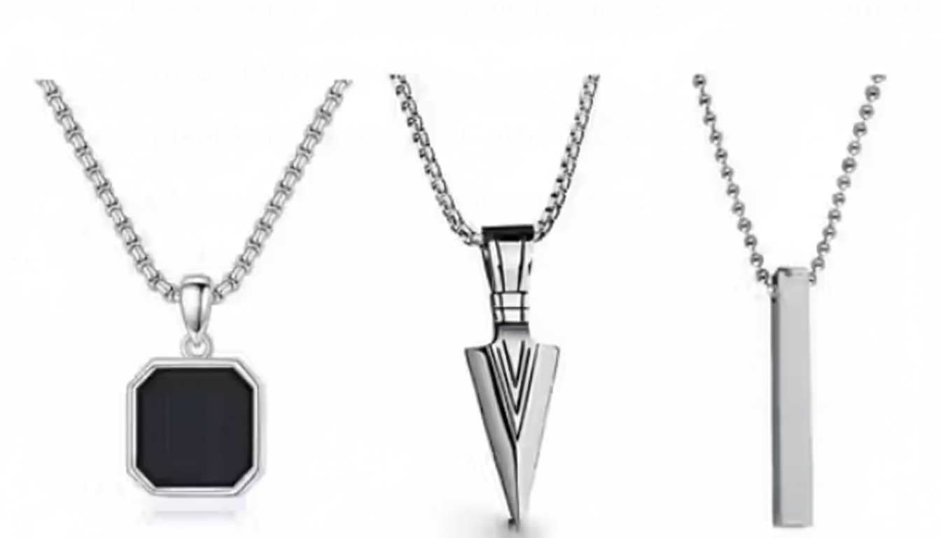 Urban Edge Trio Pendant Set (Combo of 3 Silver Chains)