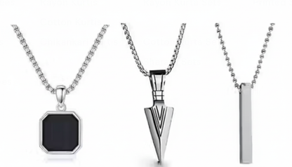 Urban Edge Trio Pendant Set (Combo of 3 Silver Chains)