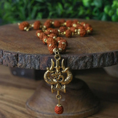 OM Shiva Trishool Rudraksha Necklace (54 Beads)