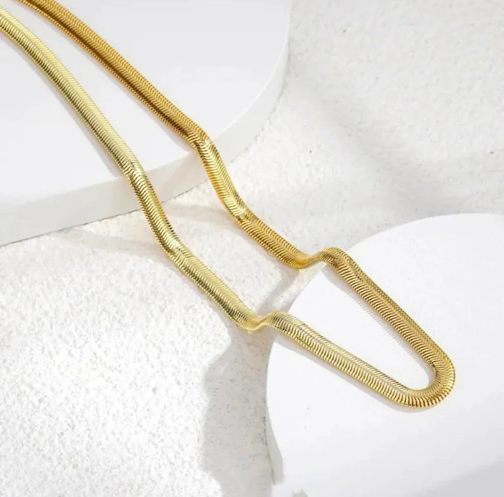 Gold Plated Snake Chain For Men & Women (21.5 Inch)