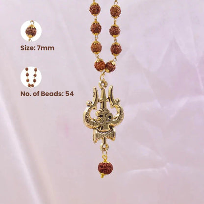 OM Shiva Trishool Rudraksha Necklace (54 Beads)