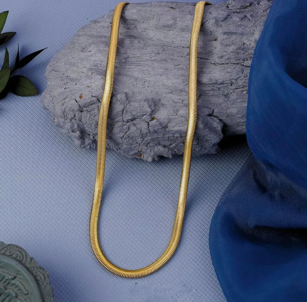 Gold Plated Snake Chain For Men & Women (21.5 Inch)