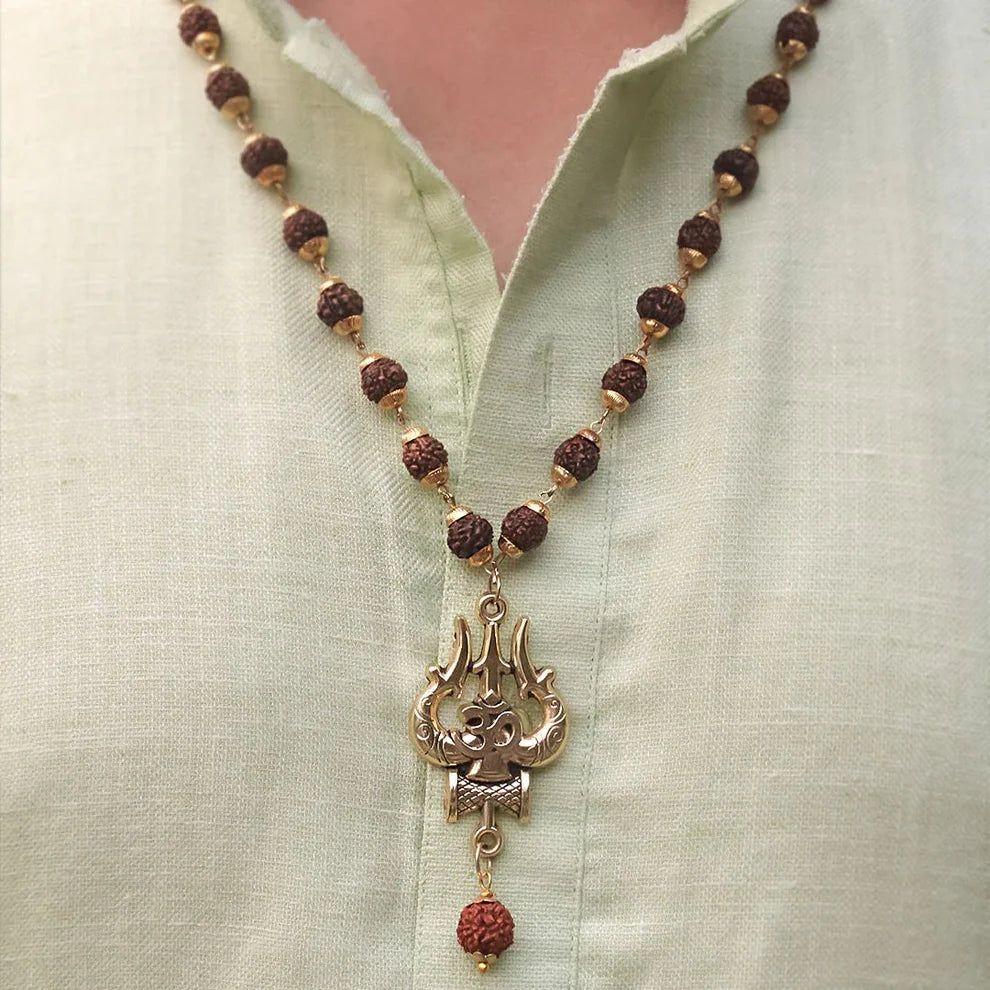 OM Shiva Trishool Rudraksha Necklace (54 Beads)
