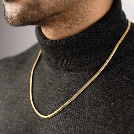 Gold Plated Snake Chain For Men & Women (21.5 Inch)