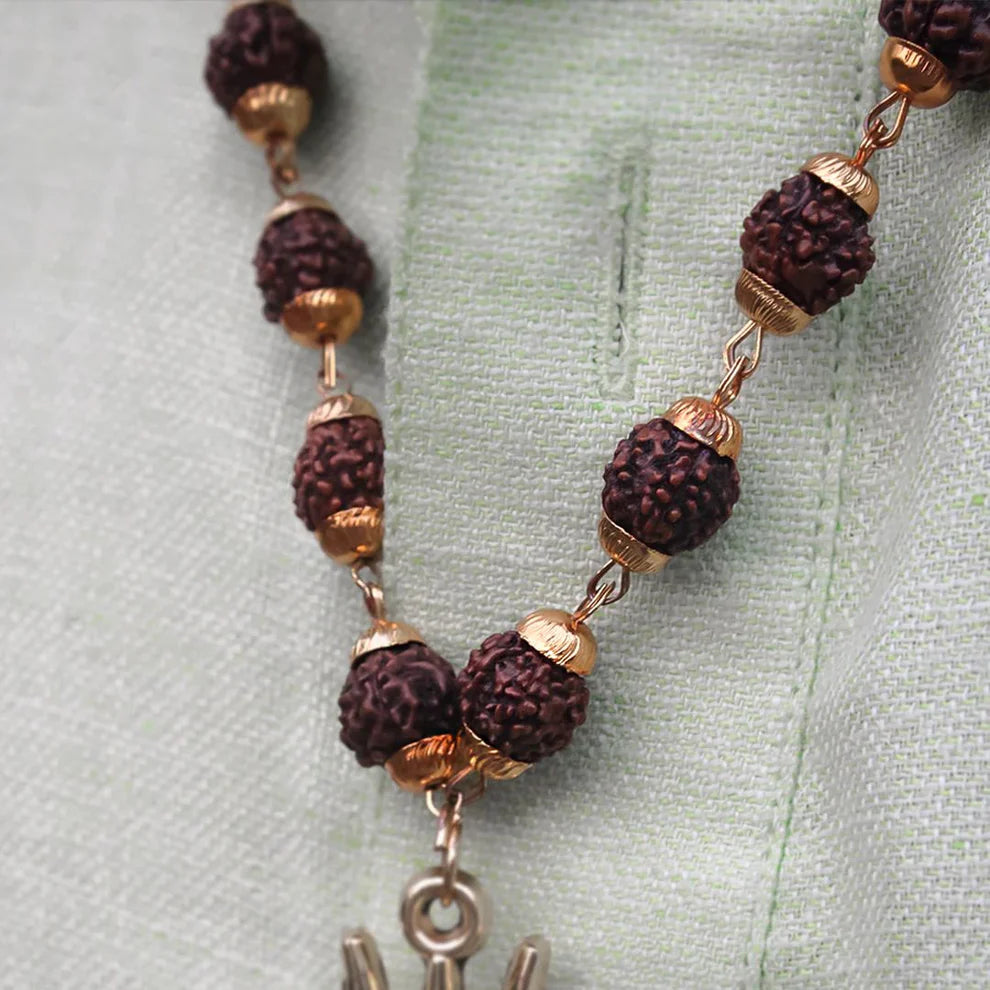 OM Shiva Trishool Rudraksha Necklace (54 Beads)