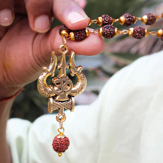 OM Shiva Trishool Rudraksha Necklace (54 Beads)