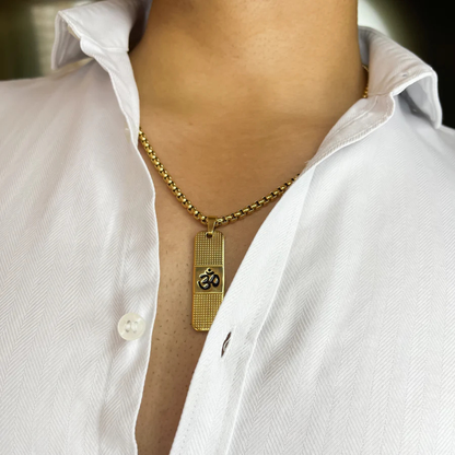 Gold Plated Om Pendant Chain Necklace For Men
