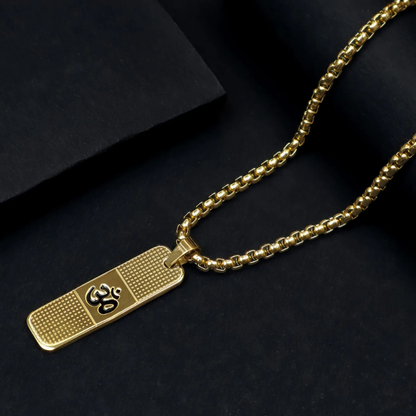 Gold Plated Om Pendant Chain Necklace For Men