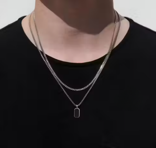 Modern Minimalist Style Double Layered Necklace Snake Chain (Combo of 2 Silver Chains)