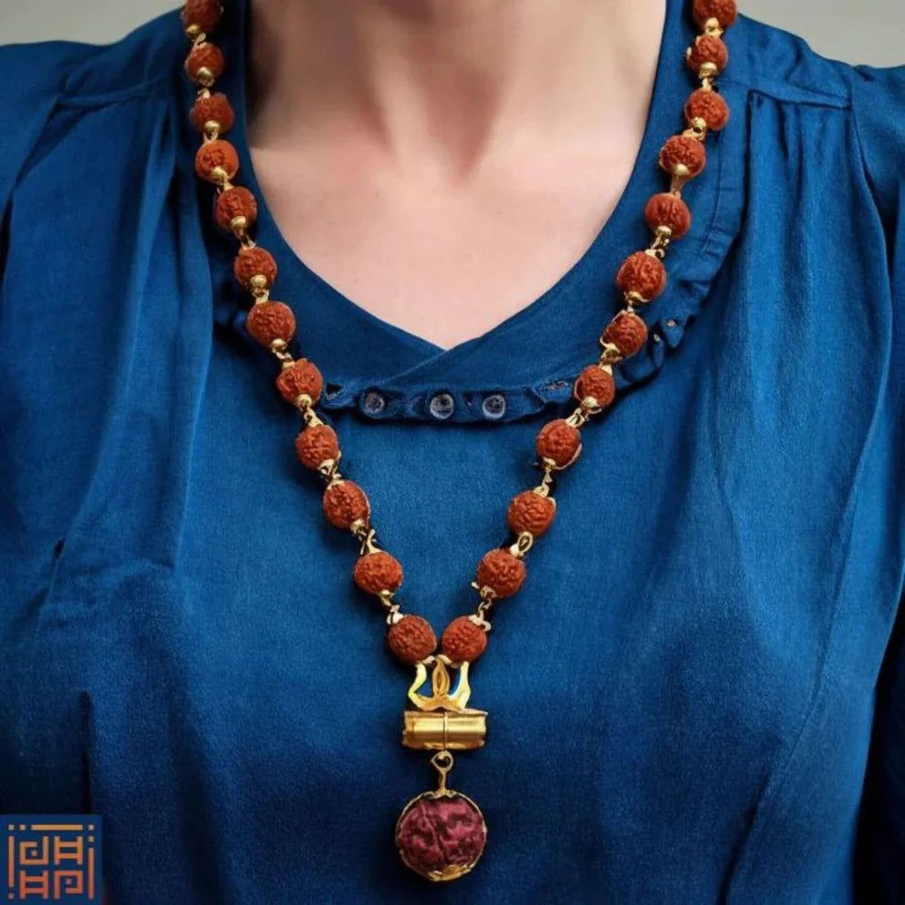 Shiva Damroo Trishool Rudraksh Necklace For Boys and Girls