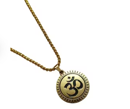 Stylish OM Pendant with Chain for Men & Boys – Gold Plated Steel