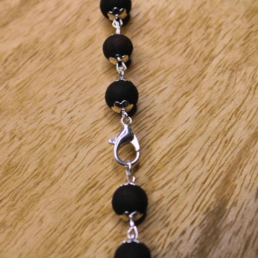 Silver Plated Eternal Karungali Mala - Natural Ebony Wood