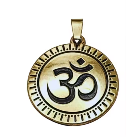 Stylish OM Pendant with Chain for Men & Boys – Gold Plated Steel