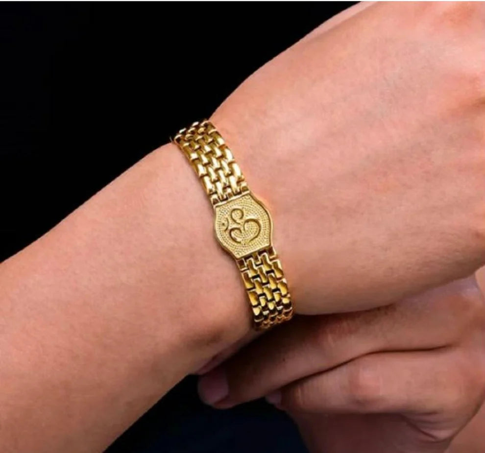 Premium Om Gold Bracelet For Men