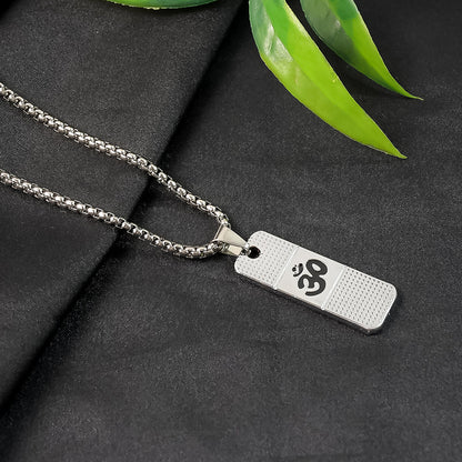 Silver Plated OM Symbol Dotted Locket Pendant With Chain