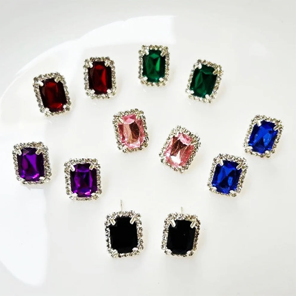 Diamond Jewellery Interchangeable Triangular Shaped Earrings (6 Pari / Mix Color & Design)