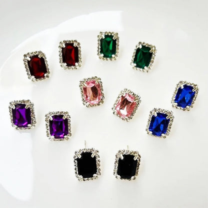 Diamond Jewellery Interchangeable Triangular Shaped Earrings (6 Pari / Mix Color & Design)