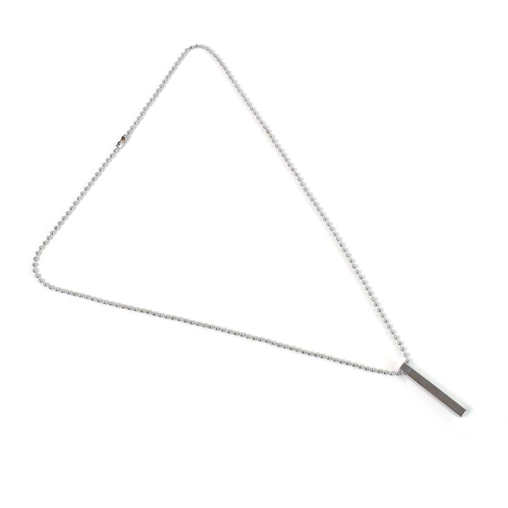 Plain Stick Shape Locket With Chain Stainless Steel Necklace