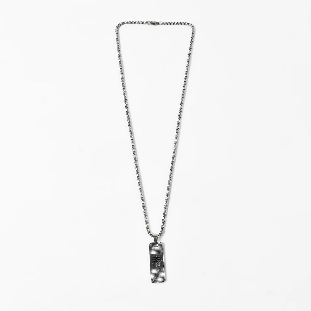 Silver Plated Mahakaal Written Pendent With Chain